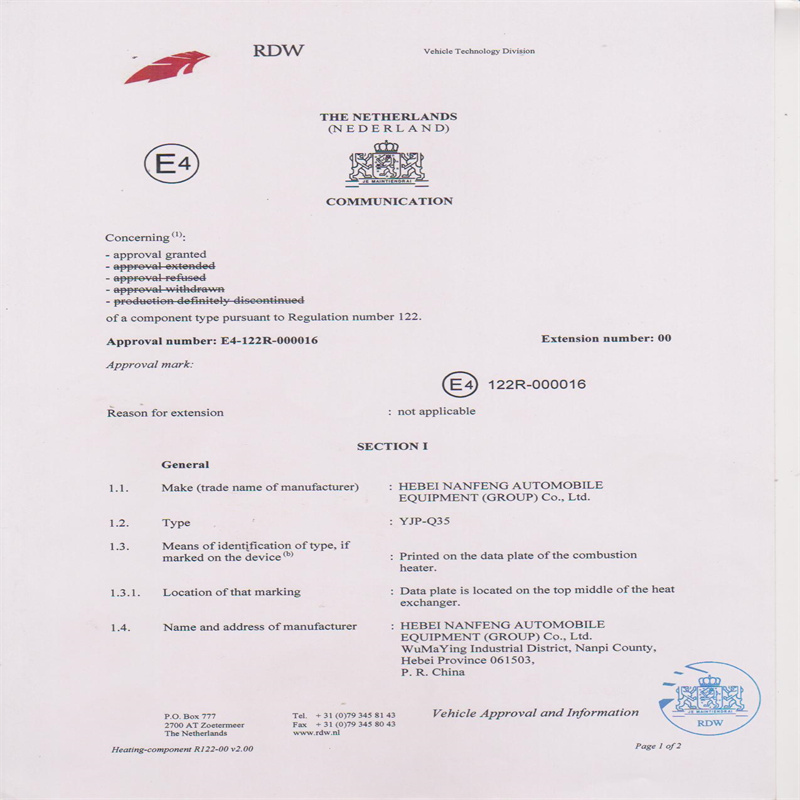 Certificat CE01